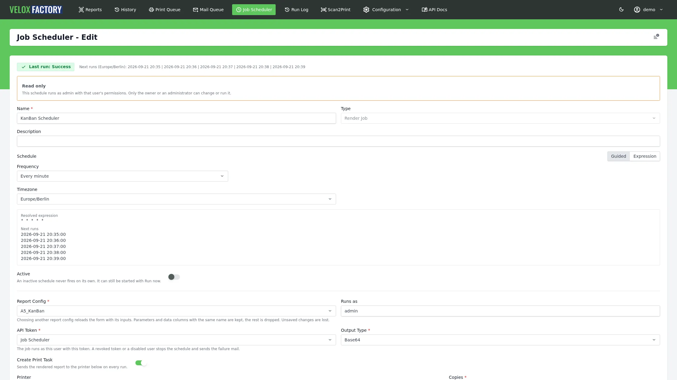 Cron builder with a preview of the next runs